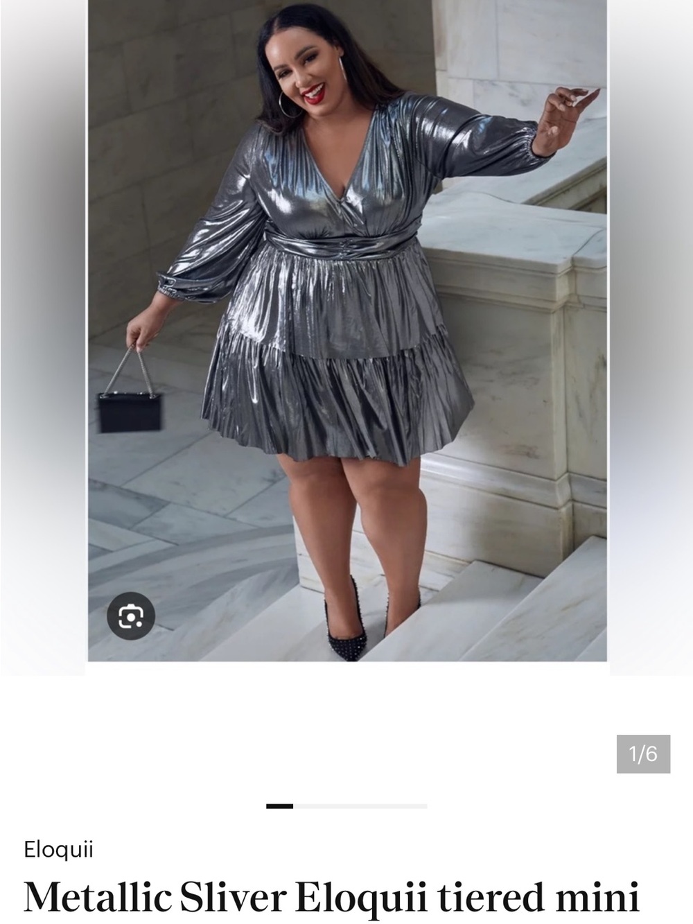 ELOQUII sz 18 silver tiered midi dress EUC